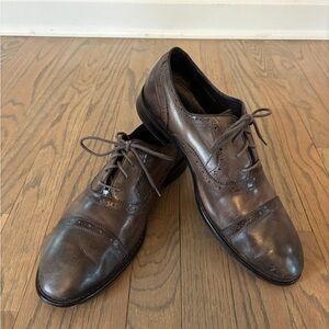 John Varvatos Dark Brown Leather Oxfords